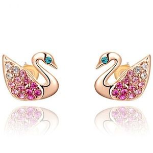 Crystal Swan Rhinestone Ear Studs (item C)